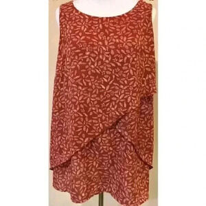Ava & Viv Top Size X Burnt Orange White Floral